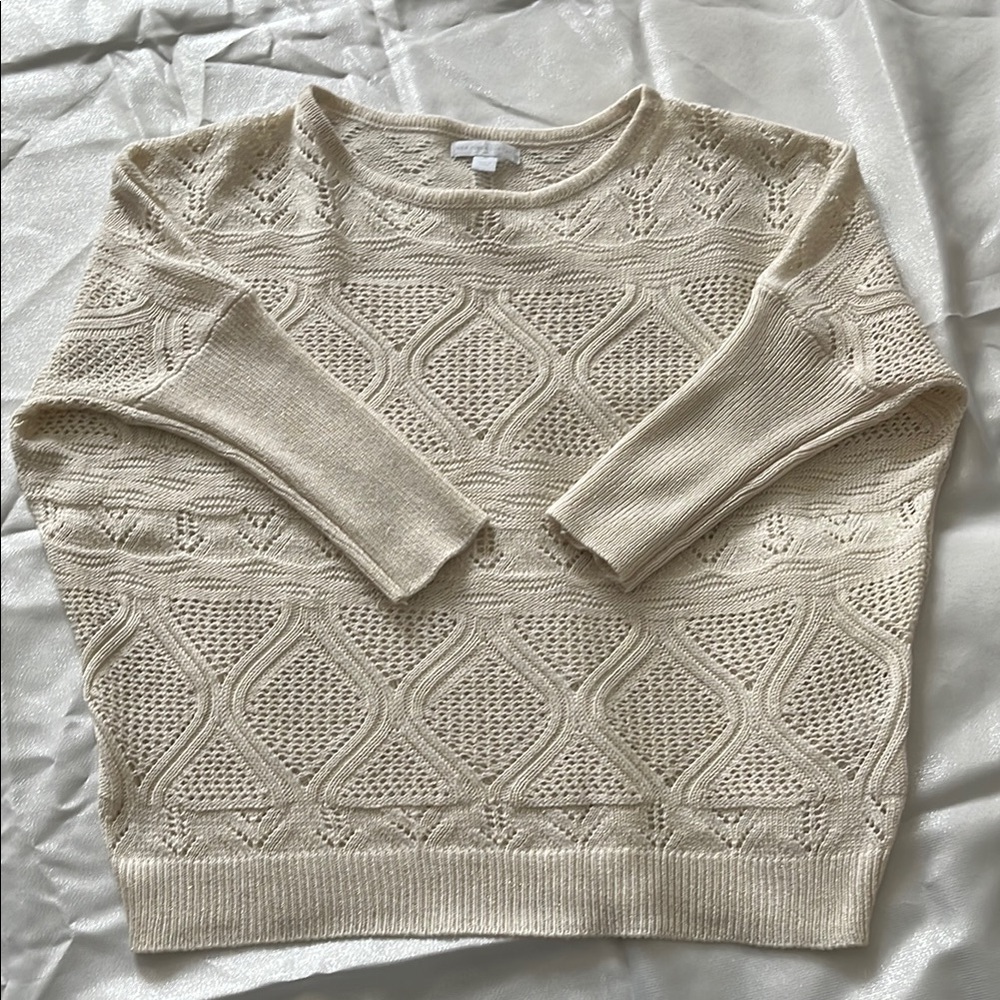 New York & Company Cream Textured Sweater